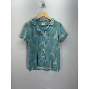 Bed Head Eiffel Tower‎ Short pajamas Jersey size S rare Blue stretch adorable